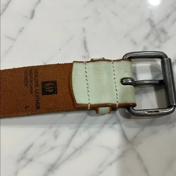 GAP Leather Light Blue Belt with Silver Buckle - Picture 2 of 3